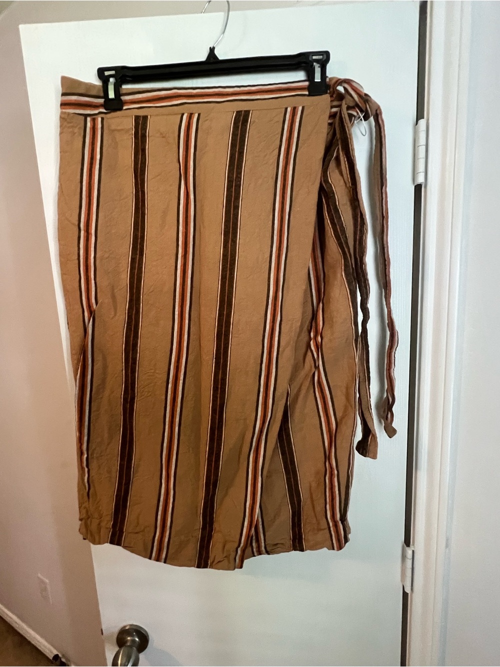 Worthington Striped Wrap Midi Skirt in Camel and Brown
